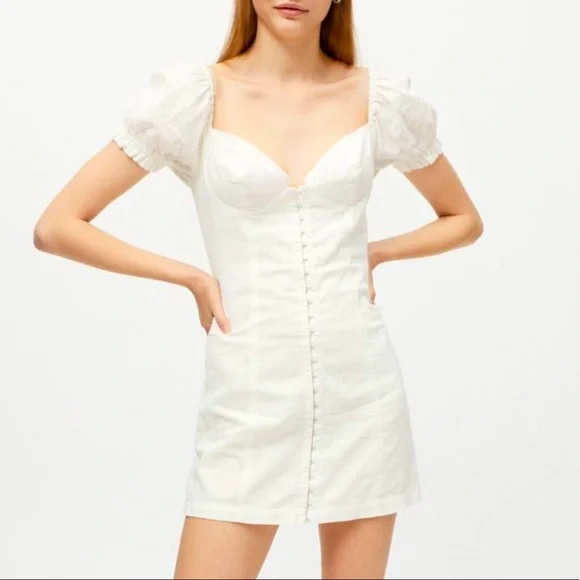 Urban Outfitters | Dresses | Nwt Uo Puff Sleeve Britney Hook Eye Mini Boho  Dress Ivory | Poshmark